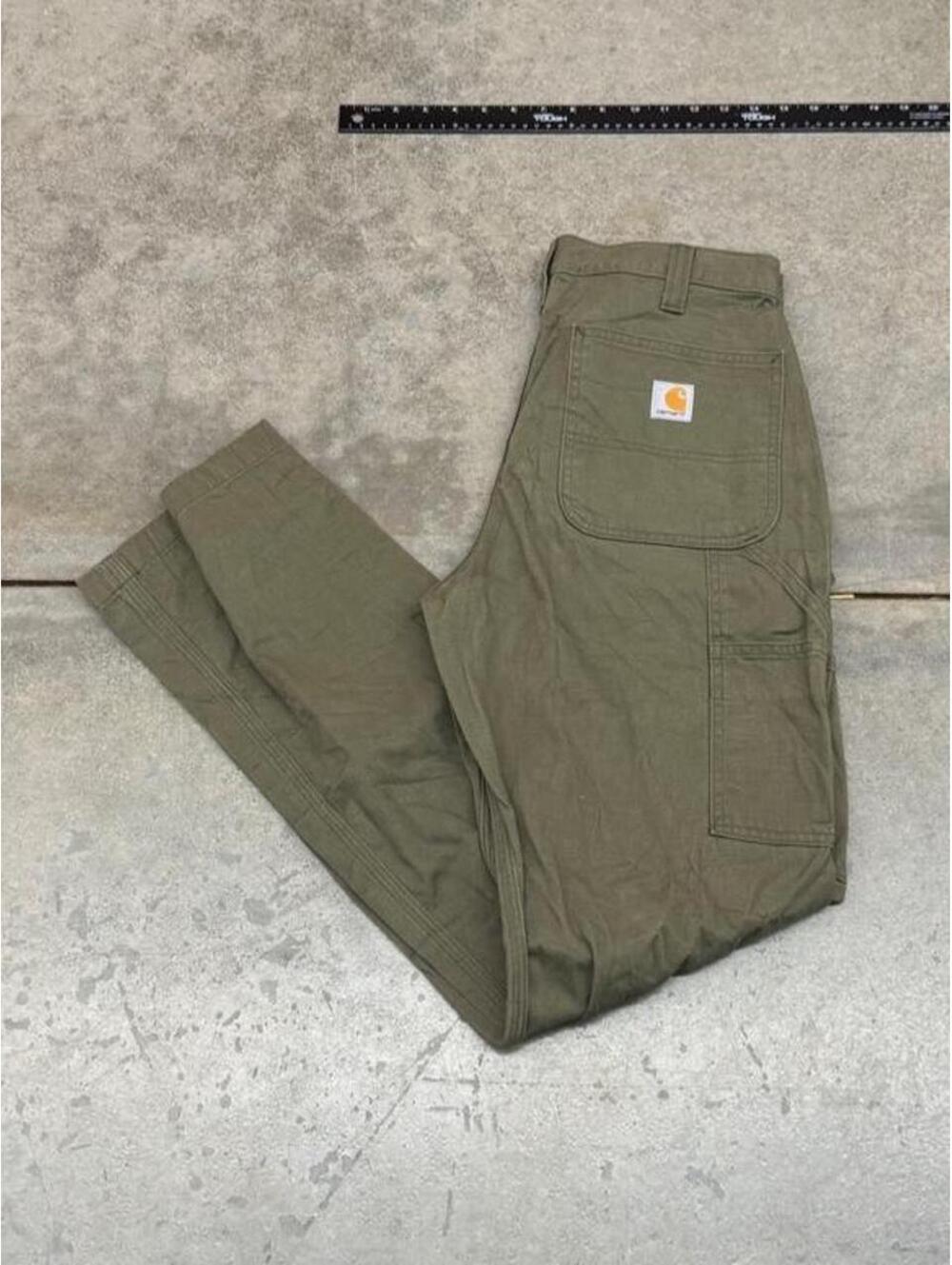 vintage carhartt olive green relaxed baggy fit cargo pants size 32 x 32